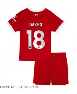 Günstige Liverpool Cody Gakpo #18 Heimtrikotsatz Kinder 2023-24 Kurzarm (+ Kurze Hosen)
